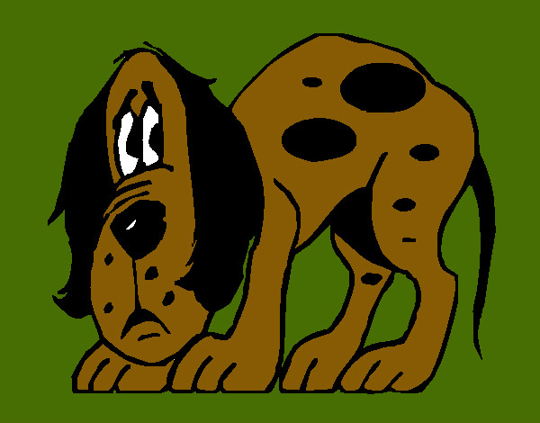 Desenho Cão assustado pintado por clarab