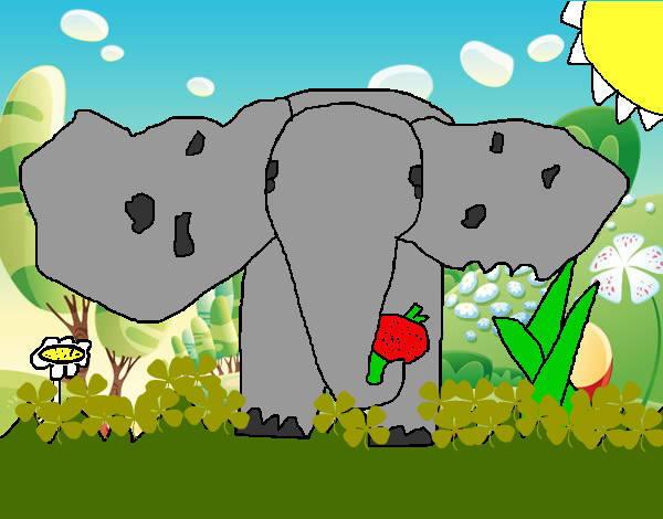 Desenho Elefante a comer pintado por kleidd