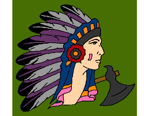 Desenho Índio com grandes plumas pintado por clarab