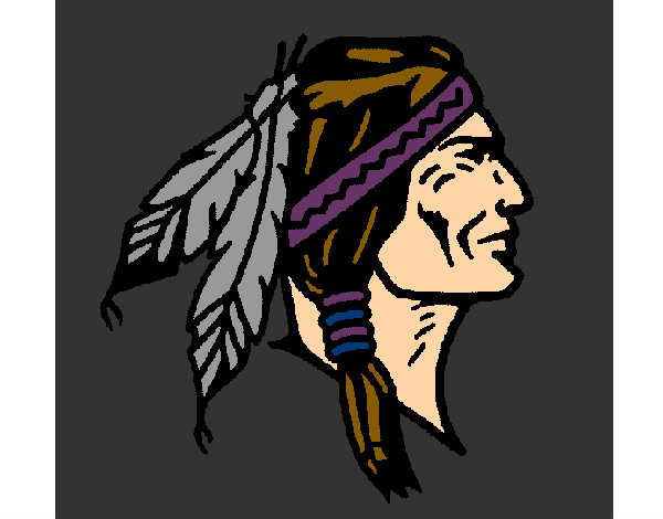 Desenho Índio com tranças pintado por clarab