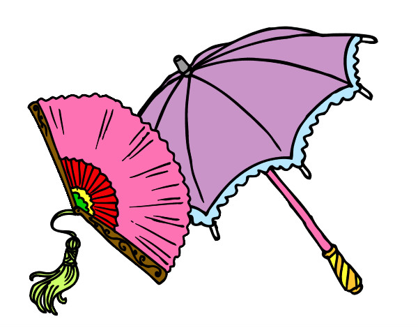 Desenho Leque e guarda-chuva pintado por Jupatricio