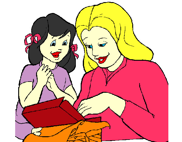 Desenho Mãe e filha pintado por Regiene