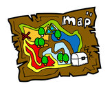 Desenho Mapa do tesouro pintado por Migalhas