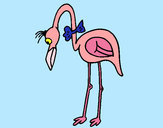 Desenho Flamingo com passarita pintado por ImShampoo
