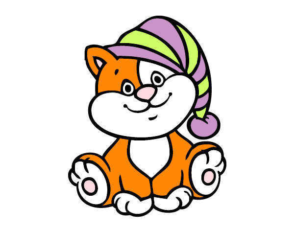Desenho Gato com chapéu pintado por Brayner