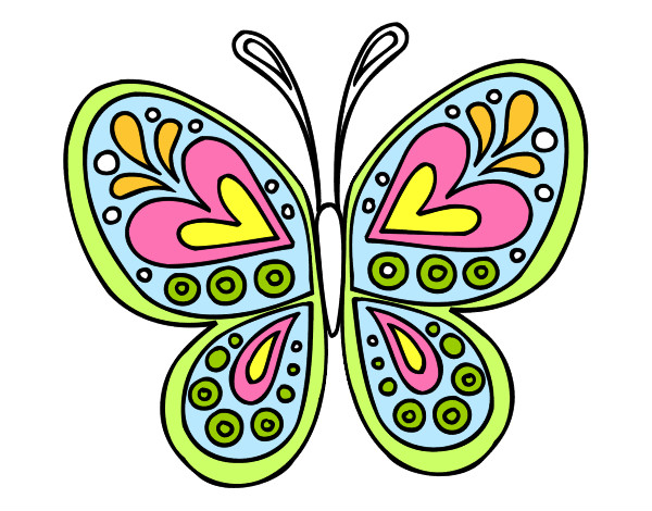 Desenho Mandala borboleta pintado por thayn