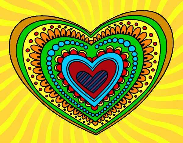 Desenho Mandala coração pintado por -Gabriel-