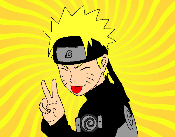 Desenho Naruto puxando para fora a língua pintado por rocky