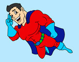 Desenho Superherói voando pintado por Maya