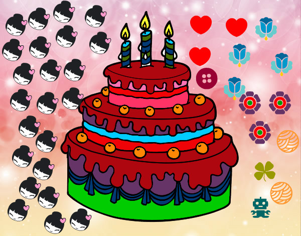 Desenho Torta de Aniversário pintado por Clarinha2