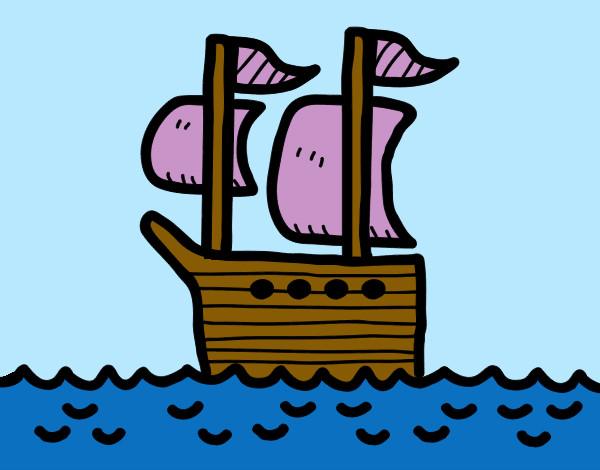 Desenho Barco no alto-mar pintado por clarab