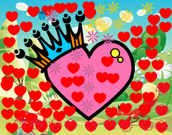 Desenho Coração com coroa pintado por mcarvalho