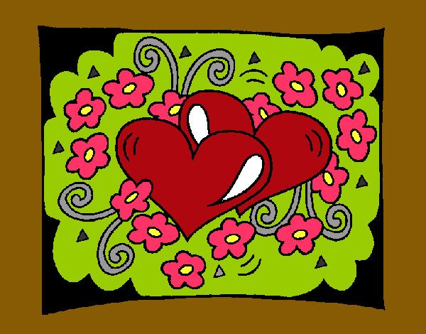Desenho Corações e flores pintado por lyta