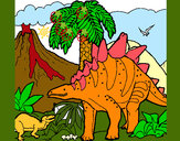 Desenho Família de Tuojiangossauros pintado por JP03