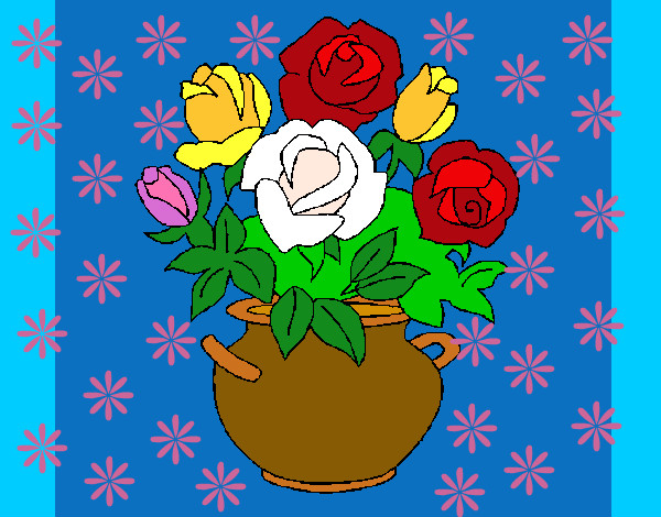 Desenho Jarro de flores pintado por Ninhara