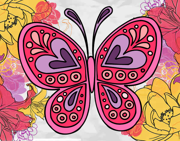 Desenho Mandala borboleta pintado por charlote