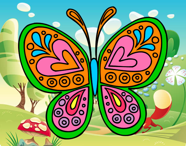Desenho Mandala borboleta pintado por mcarvalho