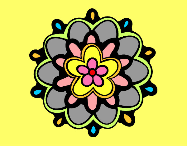 Desenho Mandala com uma flor pintado por fiva