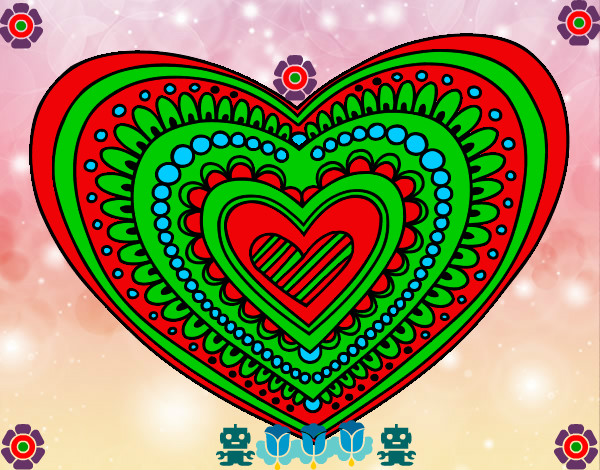 Desenho Mandala coração pintado por webergio