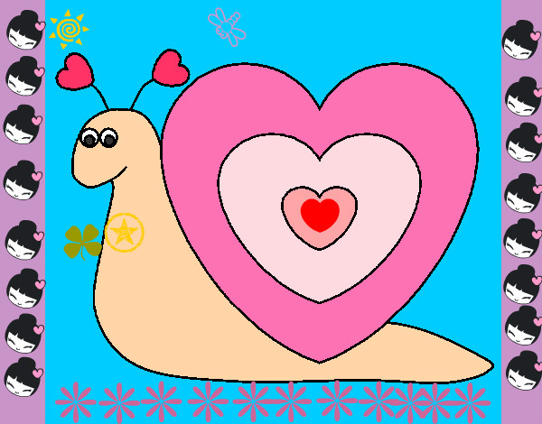 Desenho Caracol coração  pintado por aninhabb