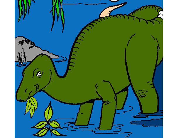 Desenho Dinossauro a comer pintado por sfgsd