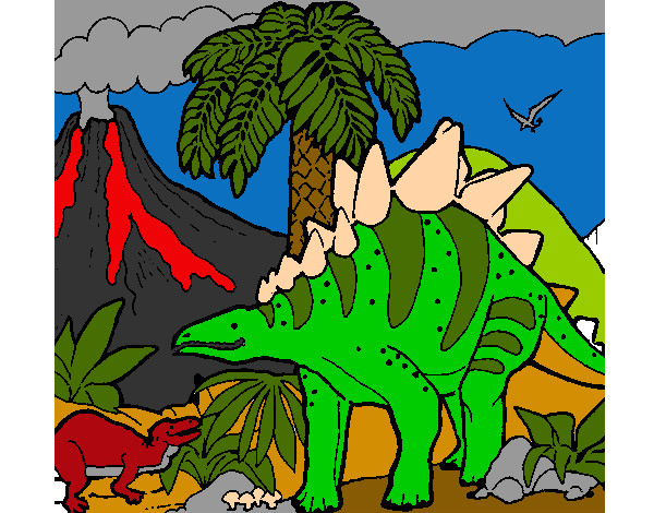 Desenho Família de Tuojiangossauros pintado por sfgsd