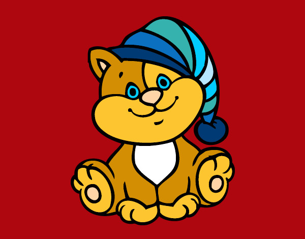 Desenho Gato com chapéu pintado por aninhabb