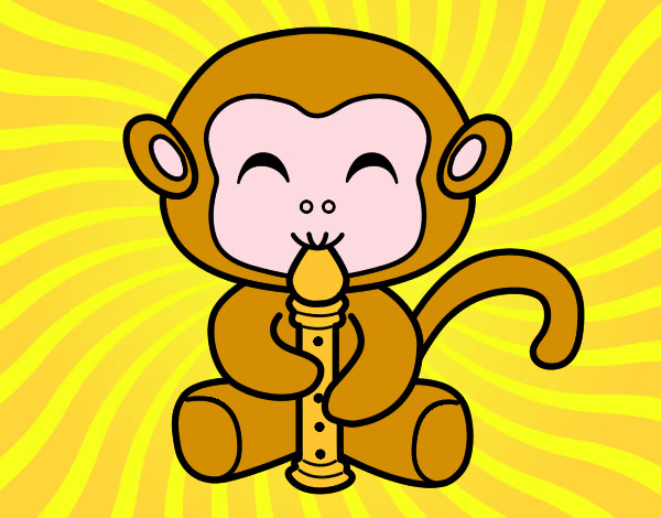 Desenho Macaco flautista pintado por webergio