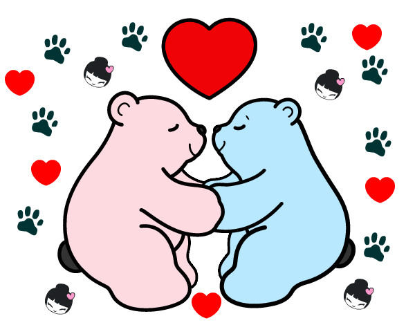 Desenho Os ursos polares amar pintado por scheila