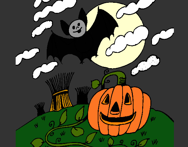 Desenho Paisagem Halloween pintado por Camarona