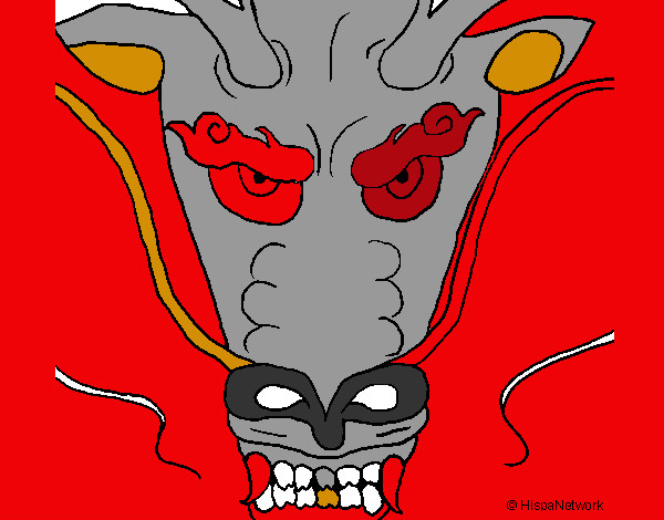 Desenho Cabeça de dragão pintado por Mikokas