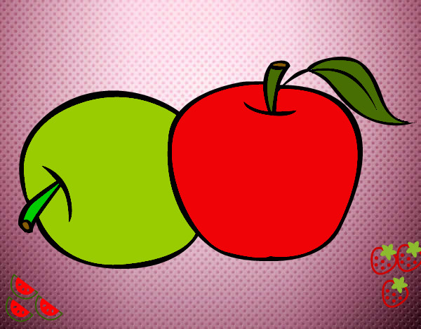 Desenho Dois maçãs pintado por izidia