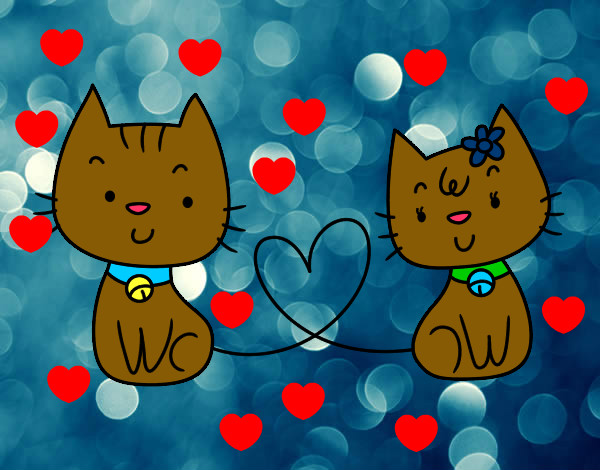 Desenho Gatos apaixonados pintado por ricardoa