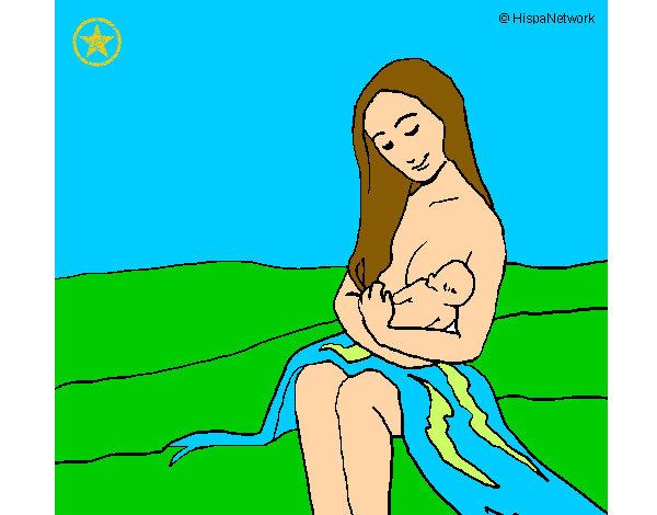 Desenho Mãe e filho  pintado por mariana-