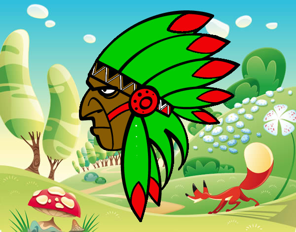 Desenho Cara de índio chefe pintado por kauechat