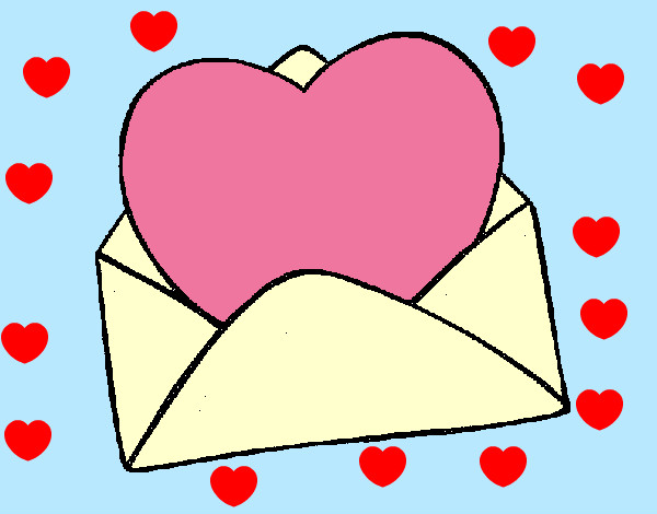 Desenho Coração num envelope pintado por hayna7