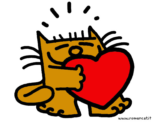 Desenho Gato e coração pintado por wilmary