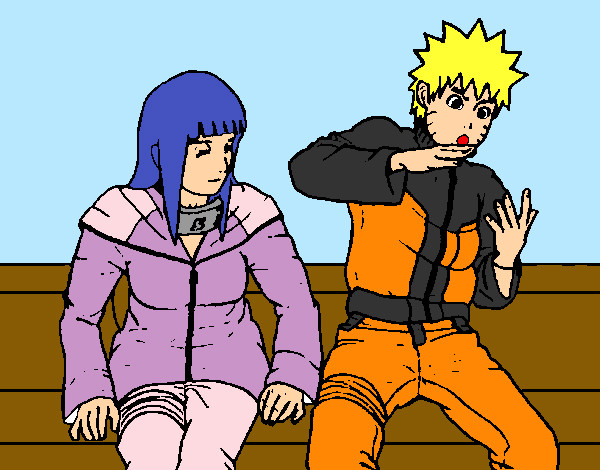 Desenho Hinata e Naruto pintado por KaliuNinja