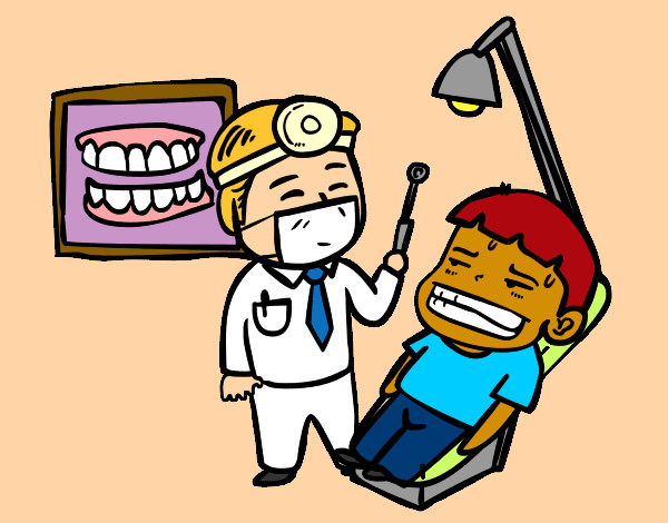 Desenho Dentista com paciente pintado por simo