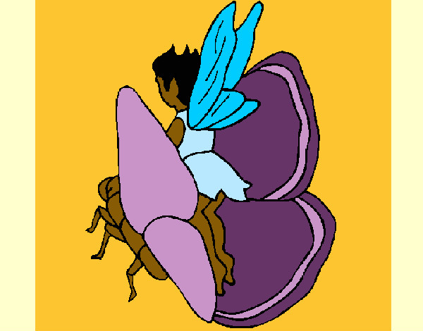 Desenho Duende e borboleta pintado por BiancaRose