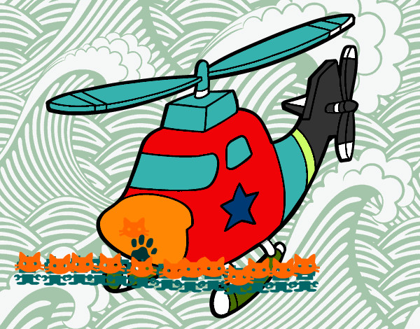 Desenho Helicoptero com uma estrela pintado por luamcc