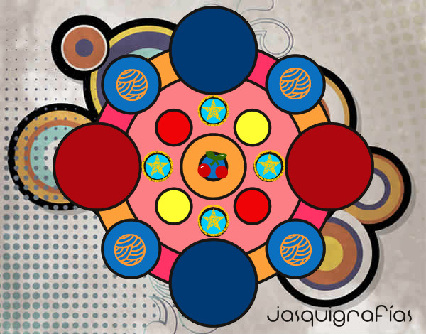 Desenho Mandala com rodadas pintado por Bbia