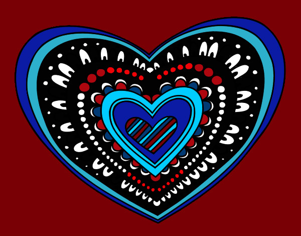 Desenho Mandala coração pintado por Bbia