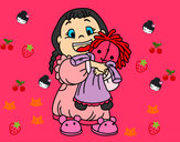 Desenho Menina com boneca pintado por tamirisv