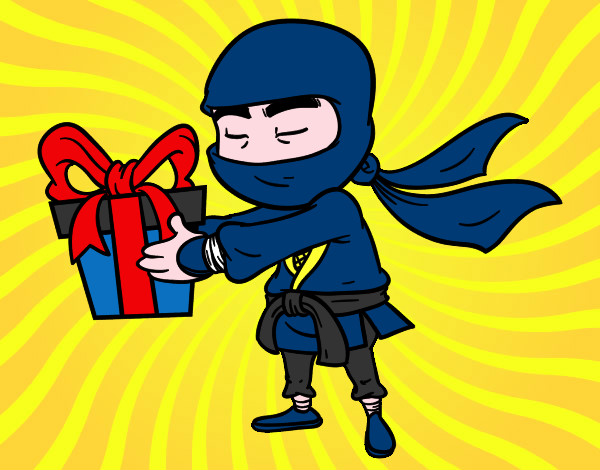 Desenho Ninja com um presente pintado por SABRINAS 