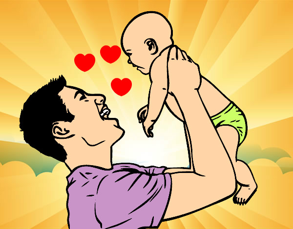 Desenho Pai e bebê pintado por simo