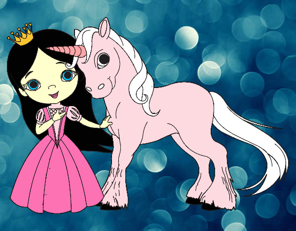 Desenho de Princesa e unicórnio pintado e colorido por Usuário não  registrado o dia 28 de Maio do 2023