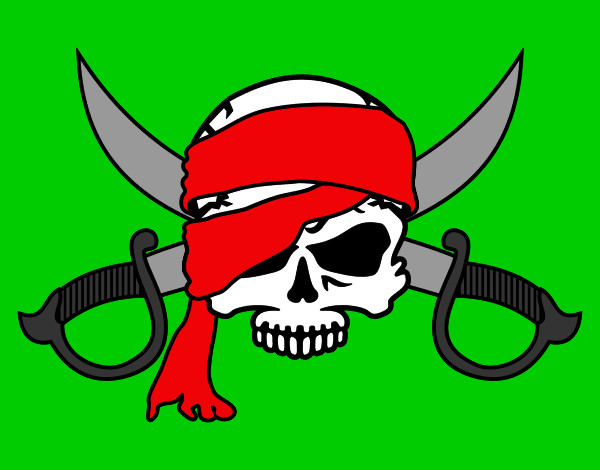 Desenho Símbolo pirata pintado por lindomar