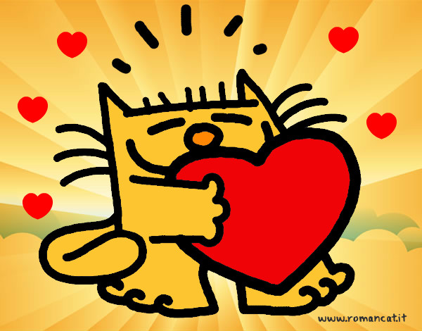 Desenho Gato e coração pintado por MarceloAsa