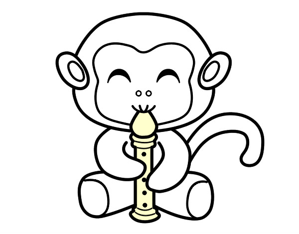 Desenho Macaco flautista pintado por thlinda